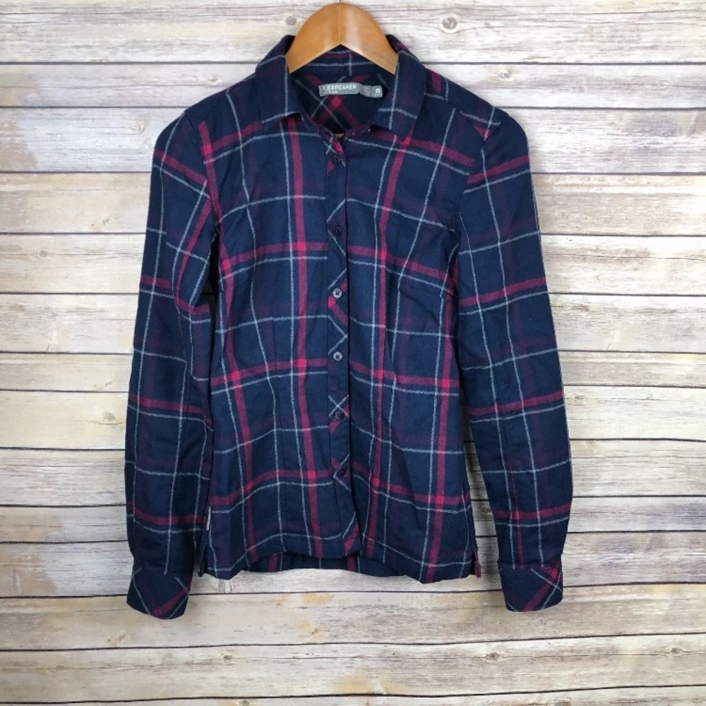 Icebreaker plaid flannel long sleeve shirt xs
